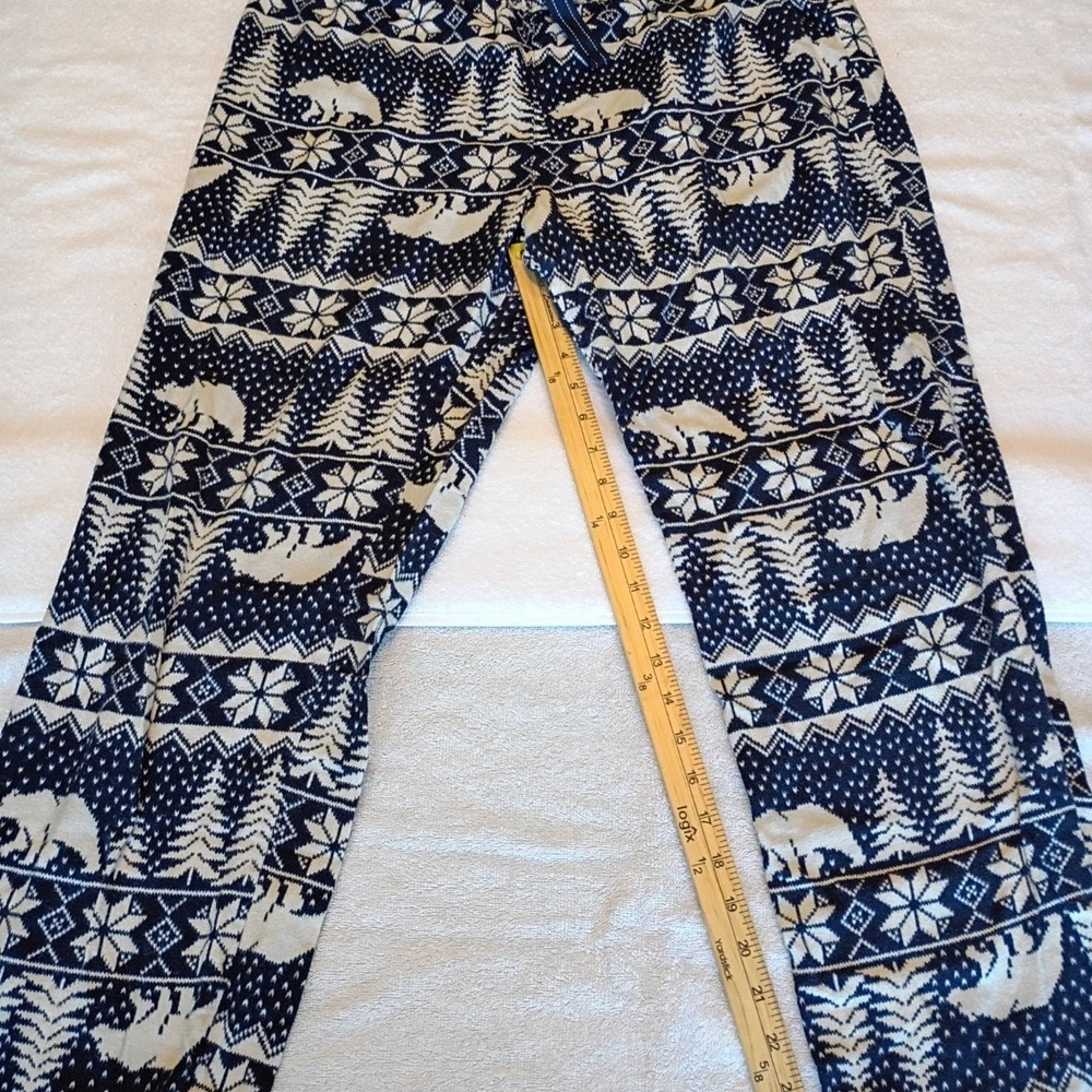 Old Navy Pajama Pants Mens L Navy Blue Excellent Fair Isle Polar Bear Holiday